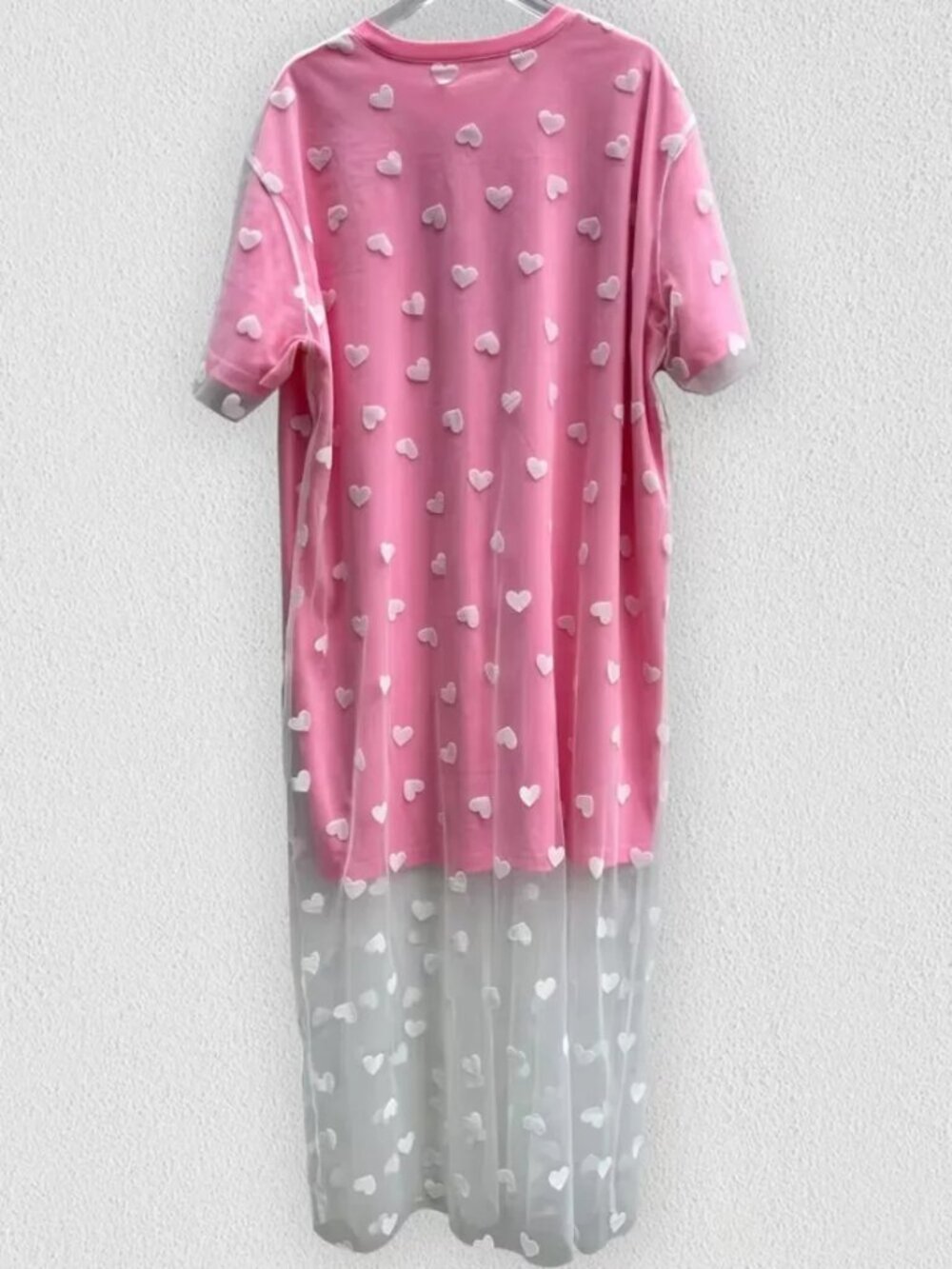 Heart Mesh Overlay High-Lo T-Shirt Dress - Picture 4 of 4